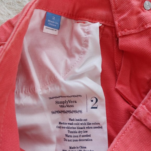 Simply Vera Vera Wang Women's Red Straight Leg Low Rise Denim Jeans Size: 2 - Picture 9 of 12